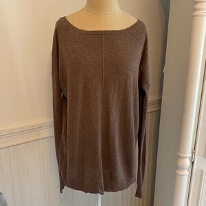 Vince Brown Boatneck Lightweight Knit Sweater